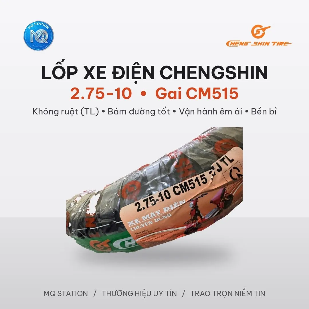 Vỏ Lốp Xe Điện 2.75-10 ChengShin Không Ruột TL 37J Cho Xe Đạp Điện Xe Máy Điện Vành 10 Inch