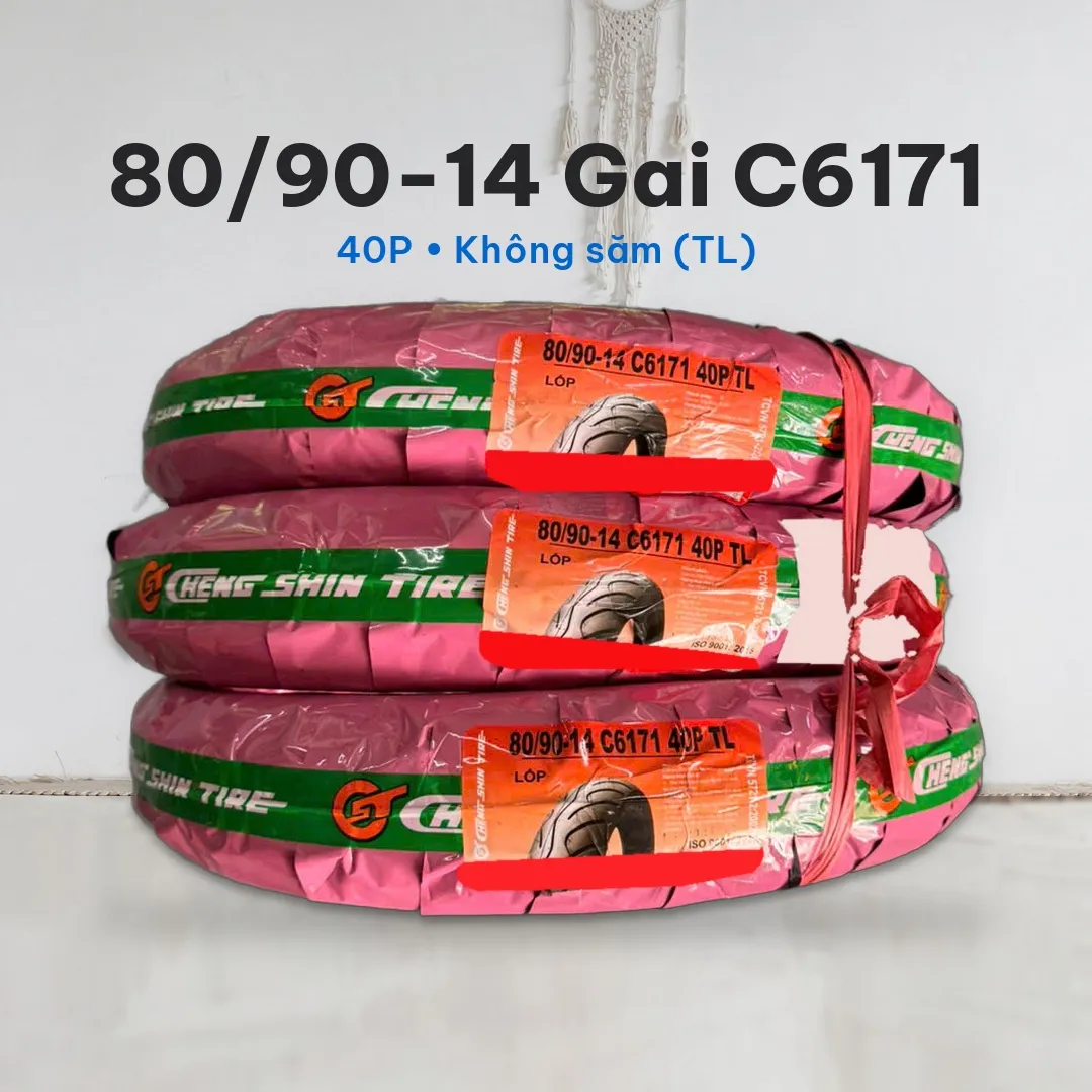 Vỏ lốp trước 80/90-14 không săm (TL) ChengShin – nhiều mã gai