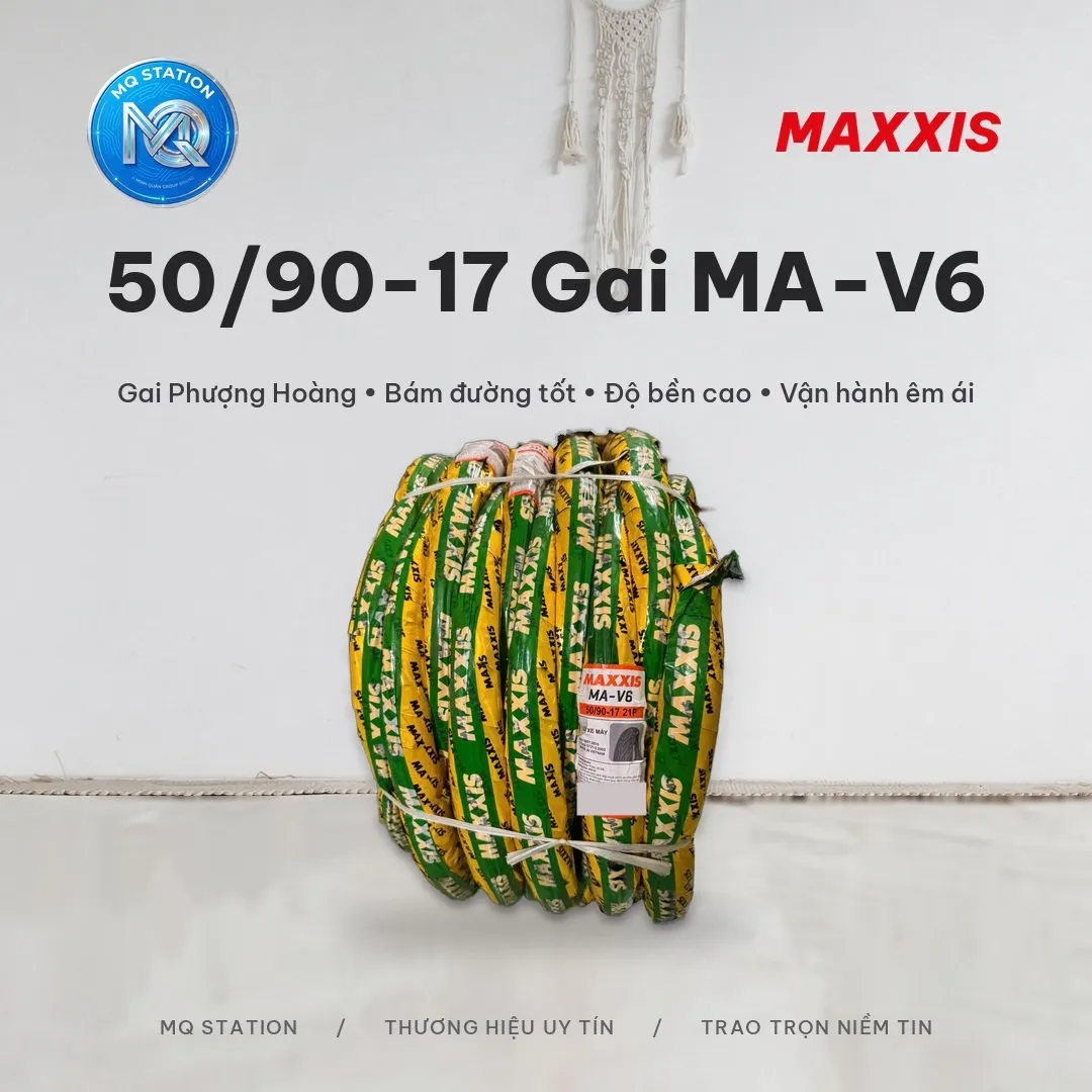 Vỏ Lốp Maxxis V6 MA-V6 50/90-17 Gai Phượng Hoàng Xương Cá Dùng Săm Độ Wave Sirius Future Exciter