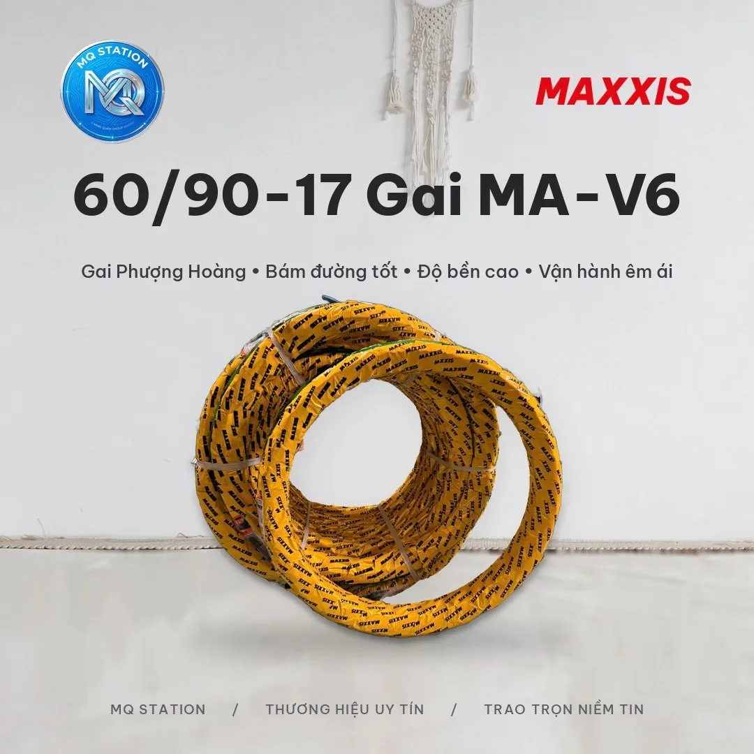 Vỏ Lốp Maxxis V6 MA-V6 60/90-17 Gai Phượng Hoàng Xương Cá Dùng Săm Độ Wave Sirius Future Exciter